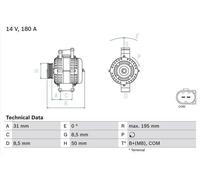Alternator with freewheel belt pulley 0 986 081 910 BOSCH for MERCEDES-BENZ