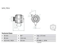 BOSCH Alternator for Peugeot 206 SW HFX(TU1JP) 1.1 (07/2002-07/2007) Genuine