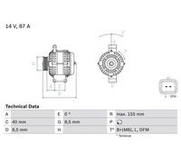 Bosch Alternator 0 986 042 720 - with freewheel belt pulley - fits Renault Megane/Scenic/Kangoo