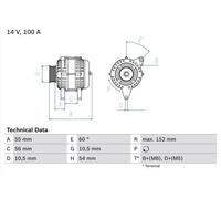 BOSCH 0986047280 Alternator Fits Opel Astra Astra G Classic Vauxhall Astra