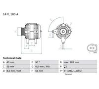 BOSCH Alternator for VW Golf GT TDi BMN 2.0 Litre (11/2005-11/2008) Genuine