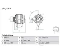 BOSCH Alternator for VW Golf GT TSi 170 BLG 1.4 Litre (11/2005-11/2008) Genuine