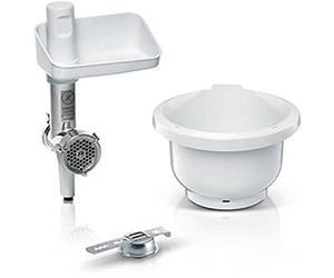 Bosch BakingSensation MUZS2BS Accessory Set, Meat Grinder, Plastic Bowl, Pastry Attachment, Stainless Steel Hole Disc, 4 Pastry Variations, Suitable for MUM Series 2 Food Processor
