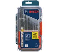 BOSCH BL14 14-Piece Assorted Set Three-Flat Shank Black Oxide Drill Bits for Applications in Light-Gauge Metal Wood Plastic