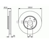 Bosch Brake Disc Front Diameter 299.8mm 67mm Vented 28mm 0986479R79
