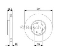 Bosch Brake Disc Front Diameter 300mm 93.1mm Vented 28mm 0986479307