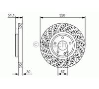 2x Brake disc Perforated 0 986 479 A60 BOSCH for MERCEDES-BENZ CLA Coupe A-CLASS