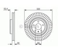 Bosch Brake Disc Front Diameter 320mm 68mm Vented 30mm Single 0986479753