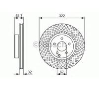 Bosch Brake Disc Front Diameter 322mm 67mm Vented 32mm With Screws 0986479652