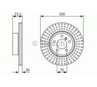 Bosch Brake Disc Front Diameter 328mm 75mm Vented 28mm With Screws 0986479771