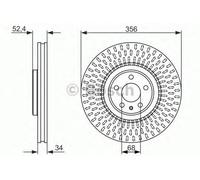 Brake Disc Single Vented fits AUDI A8 D4 4.2D Front 09 to 14 CDSB 356mm Bosch