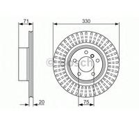 Bosch BD1559 Brake Disc - 330 mm Vented High-Carbon Disc - Rear Axle - ECE-R90 Certified - Great Cooling and Noise Suppression, Advanced Corrosion protected - 1 Single Disc