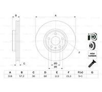 Bosch 0986479E49 Brake Disc Vented Front Braking System Replacement For Audi