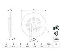 Bosch Brake Disc Single Bd2663 0986479E62