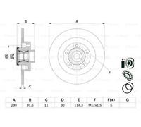 Bosch 0986479F42 Brake Disc Rear Braking System Replacement Fits Renault