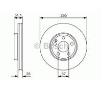 Bosch BD1688 Brake Disc - 295 mm Vented High-Carbon Disc - Front Axle - ECE-R90 Certified - Great Cooling and Noise Suppression, Advanced Corrosion protected - 1 Single Disc