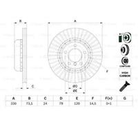 Bosch Brake Disc Single Front 330mm 79mm Two-Piece Brake Disc 24mm 0986479E23