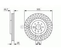 Bosch 2 x Vented Brake Discs fits Alfa Romeo Mito 2008-2018 1.4