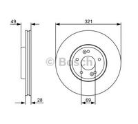 Bosch Brake Disc Single Front Diameter 321mm 69mm Vented 28mm With Screws 098647