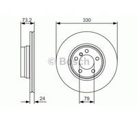 Bosch BD1693 Brake Disc - 330 mm Vented High-Carbon Disc - Front Axle - ECE-R90 Certified - Great Cooling and Noise Suppression, Advanced Corrosion protected - 1 Single Disc