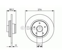 Bosch 0986479695 Brake Disc Rear Braking System Replacement Fits Renault