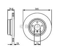 Bosch BD1321 Brake Disc - 345 mm Vented High-Carbon Disc - Rear Axle - ECE-R90 Certified - Great Cooling and Noise Suppression, Advanced Corrosion protected - 1 Single Disc