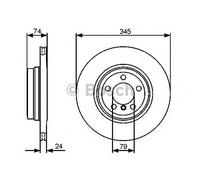 Bosch Brake Disc Single Rear Diameter 345mm 79mm Vented 24mm 0986479440