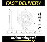 Bosch Brake Disc Single Vented Front Right 348mm 0986479E18 34116785670 BD2682