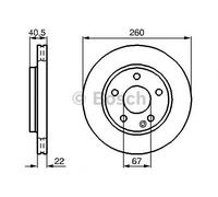 Bosch Brake Discs Pair Front 260mm 67mm Vented 22mm 0986478875