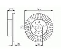 Bosch Brake Disc 0 986 479 480 - Vented Front 263mm Pair - Fits Volvo