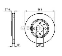Bosch Brake Discs Pair Front 283mm 66.02mm Vented 22mm 0986478834