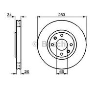 Bosch Brake Discs Pair Front Diameter 283mm 66.02mm Vented 26mm With Screws 0986