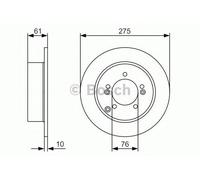 Bosch Brake Discs Pair Rear 275mm 76mm Solid 10mm 0986479525