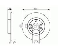 Bosch Brake Discs Pair Rear 289.8mm 71.1mm Solid 12mm 0986479130