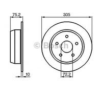 Bosch Brake Discs Pair Rear 304.8mm 72.3mm Solid 10mm 0986478771