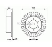 Bosch Brake Discs Pair Rear 316mm 111mm Vented 18mm 0986479385