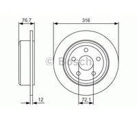 Bosch Brake Discs Pair Rear 316mm 72mm Solid 12mm 0986479R08