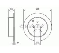 Bosch BD1502 Brake Disc Set - 269 mm Solid Discs - Rear Axle - ECE-R90 Certified - Reliable Braking, Stable Performance, Corrosion Protection - 1 Set of 2 Discs