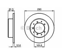 Bosch Brake Disc Rear Diameter 289.6mm 101.7mm Solid 12.6mm 0986478656