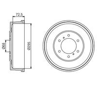 Brake Drum fits NISSAN NAVARA D40 2.5D Rear 2005 on YD25DDTi Bosch 43206EB360