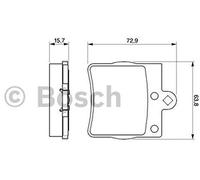 Bosch Brake Pad Set fits Mercedes-Benz C C180 Kompressor - 1.8 - 02-07 098649401