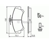 Bosch Brake Pad Set Front Low-Metallic 130.1mm Screws 0986424371