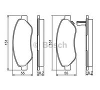 Bosch Brake Pad Set Front Low-Metallic Width 151mm Anti-Squeak Plate 0986494345