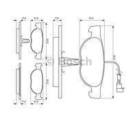 Bosch Brake Pad Set Front Low-Metallic With Piston Clip 0986424246