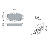 BOSCH Brake Pads 0986424469 For Mercedes A-Class (W168) 1997-2001 Black 4pcs