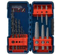 BOSCH BSPE6D 12-Piece Assorted Set Spiral Flute High-Carbon Steel Screw Extractor & Black Oxide Drill Bits Ideal for Removing Stripped Screws, Bolts, Fasteners