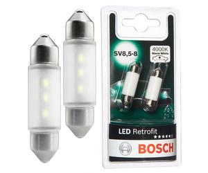 Bosch C5W 12V 1W LED Retrofit 4000K Car Licence Plate Bulbs Twin Pack