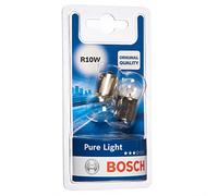 Bosch R10W (245) Pure Light Halogen Headlight Bulbs, 12 V 10 W, Original Quality - Socket Type BA15s - Pack of 2 Replacement Car Light Bulbs