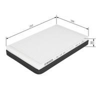 Bosch M2062 Standard Cabin Filter, Replacement Filter - Filters Pollen and Dust for Cleaner Air Inside the Vehicle