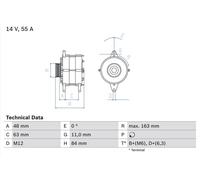 BOSCH Alternator for Iveco Daily 814007/814021/814047S 2.5 (01/92-08/98)
